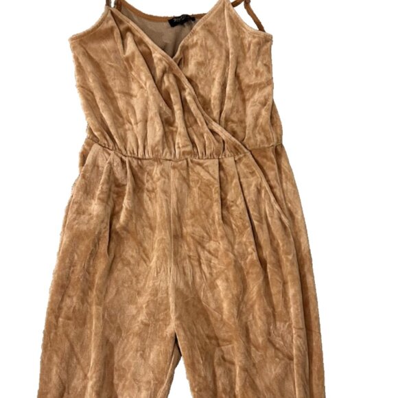 Juicy Couture Black Label Jumpsuit Velour Crossover Sleeveless Gold Size M - Picture 1 of 7